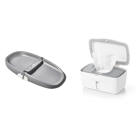 OXO Tot Changing Pad and OXO Tot Perfect Pull Wipes Dispenser, Gray, 1 Count (Pack of 1) Bundle