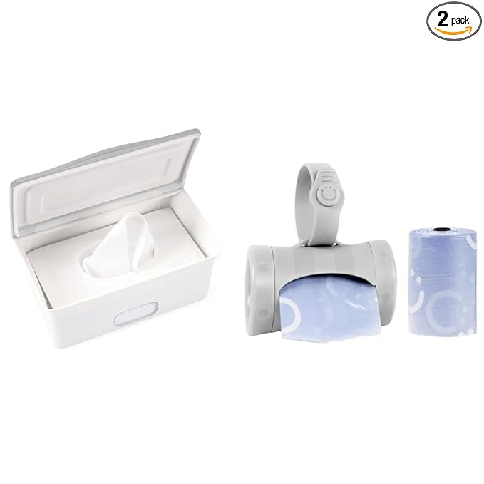 Ubbi Baby Wipes Dispenser Holder Weighted Plate, Retractable On the Go Travel Diaper Bag Dispenser Lavender Scented