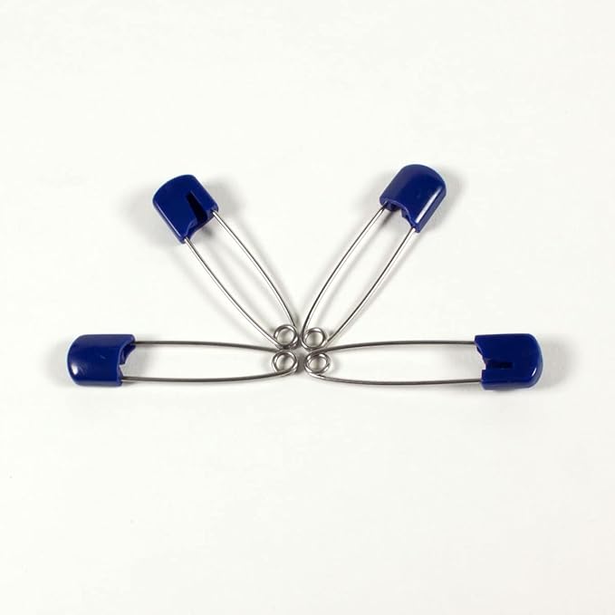 OsoCozy Cloth Diaper Nappy Pins 100 Packs - 100 Stainless Steel Safety Pins with Locking Plastic Heads. Durable, Safe and Cute 2.2 Inches Long (Royal Blue)