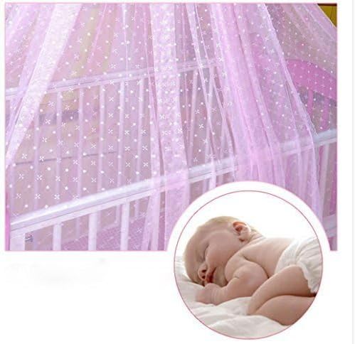 Baby Infant Toddler Bed Dome Cots Mosquito Netting Hanging Bed Net Mosquito Bar Frame Palace-Style Crib Bedding Set (Pink Mosquito Netting Only, Without Stand)