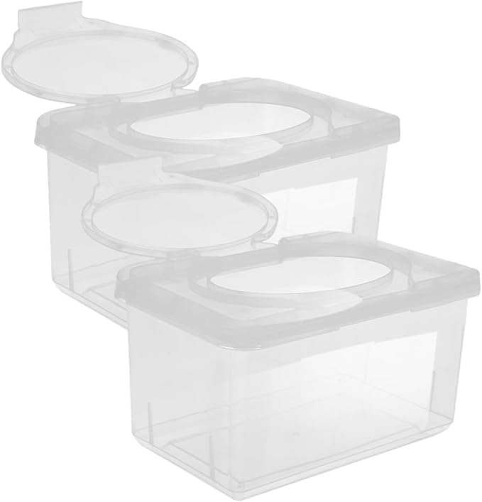 2pcs Baby Wipes Box Carrying Case Acrylic Baby Wipes Holder Reusable Desktop Wipe Dispenser Container with Lid Wipe Container for Bathroom Travel Household Pp Wipes Cover