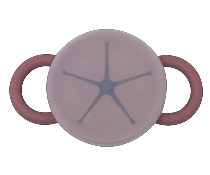 BraveJusticeKidsCo | Snack Attack II Snack Cup | Collapsible Silicone Snack Container | Toddler and Baby Snack Catcher Lid (Dusty Rose)
