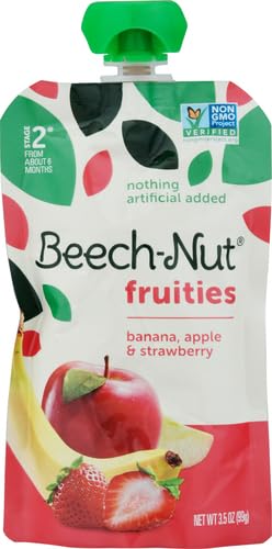 Beech-Nut Fruities Stage 2 Baby Food, Banana Apple & Strawberry, 3.5 oz Pouch
