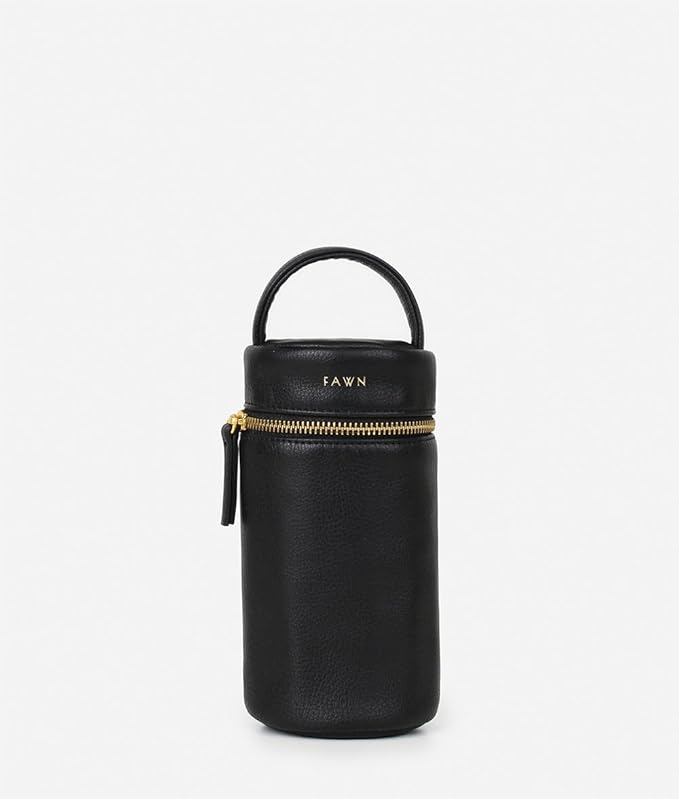 FAWN DESIGN The Bottle Bag, Insulated Bottle Bag for Daycare, Travel and More, Premium Matte Faux Leather Insulated Bag, Cooler Bag Fits Most Standard Bottle Sizes, 4x3.5x7.5 inches