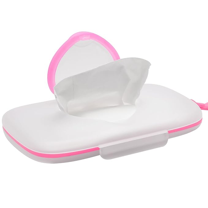 Baby Wipes Dispenser for Travel Diaper Wipe Case for Cars Outdoor Portable Refillable Pouch Diaper Holders Baby Travel Essential Container (Pink)