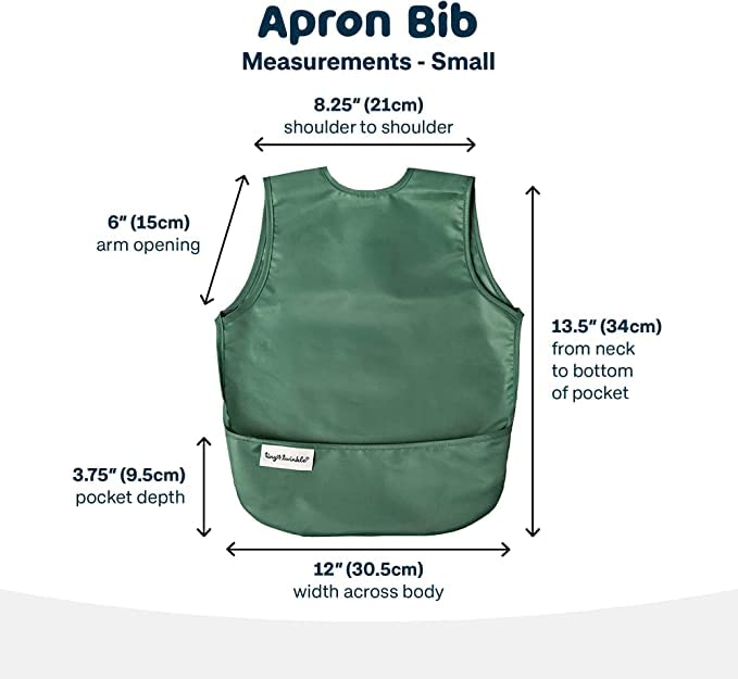 Tiny Twinkle Mess Proof Baby Bibs | 2 Pack Waterproof Toddler Bib for Eating | Baby Apron for Feeding, Machine Washable, Perfect Shower Gift (Slate Olive, 6–24M)