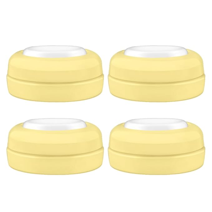 Maymom Screw Lids Aka Travel Caps With Rewritable Sealing Disc Compatible with Avent, Maymom Wide Mouth Bottles; Cap Replace Avent Natural Bottle Sealing Ring and Sealing Disc, 4pcs. (Yellow)