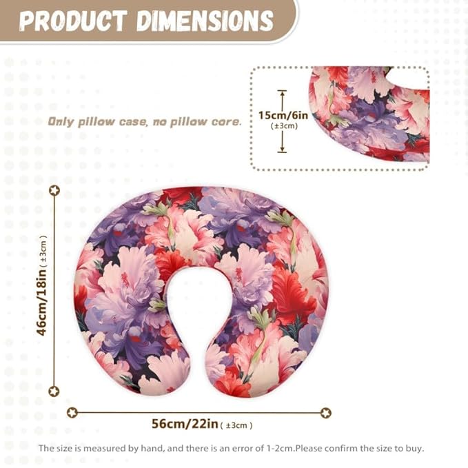 Iris Flower Nursing Pillow Cover Pink Purple Gradient Iris Flowers Stretchy Fit Nursing Pillow Slipcovers for Breastfeeding Oil Painting Floral Nursing Support Pillow Cover