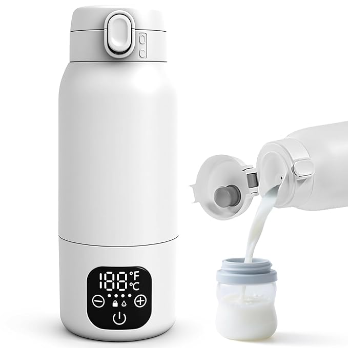 Portable Bottle Warmer for Travel,Dual Heating Modes for Breast Milk & Water,Fast Heating & Precise Temp Control,17 Ounces Portable Bottle Warmer,car,Airplane Journey,Outdoors Christmas Gifts