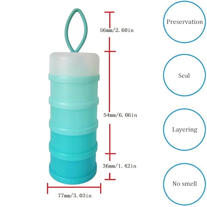 4-Piece Twist Lock Snack Storage Container, Non-Spil Portable and Stackable Storage Travel Container for Protein Powder Formula Nuts and Fruit, BPA Free Durable Plastic Snack Containers for Kids