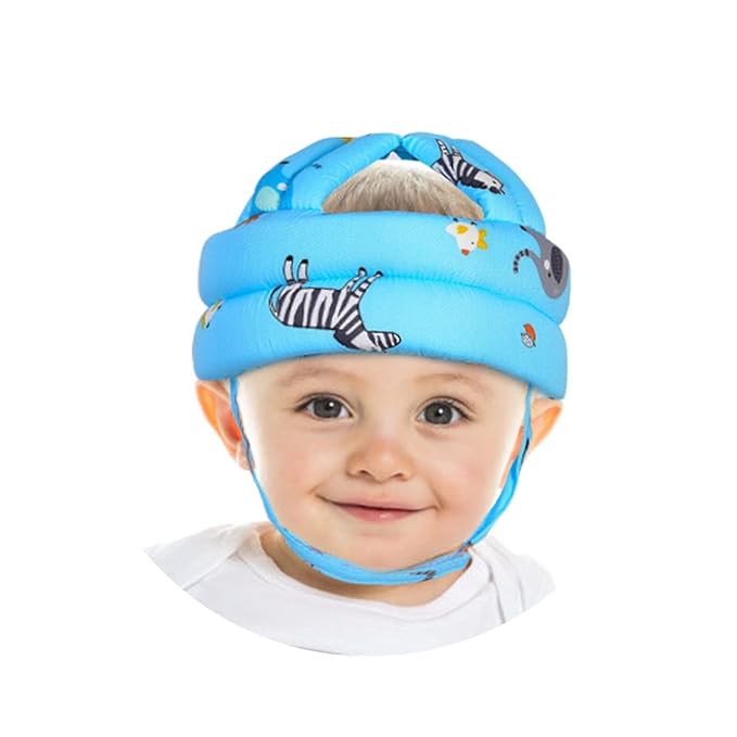 Baby Adjustable Helmet, Lightweight and Soft, Great for Baby Learning to Walk and Crawl. Zoo,Blue