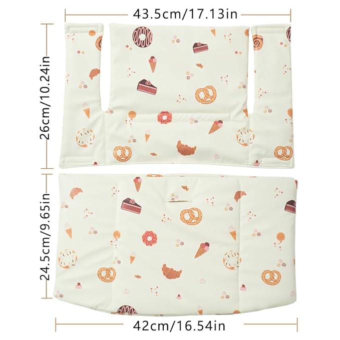 Baby Cushion Set Soft and Comfort High Chair Cushion for Infant, Toddler High Chair Accessories Easy to Clean and Install, Dessert White