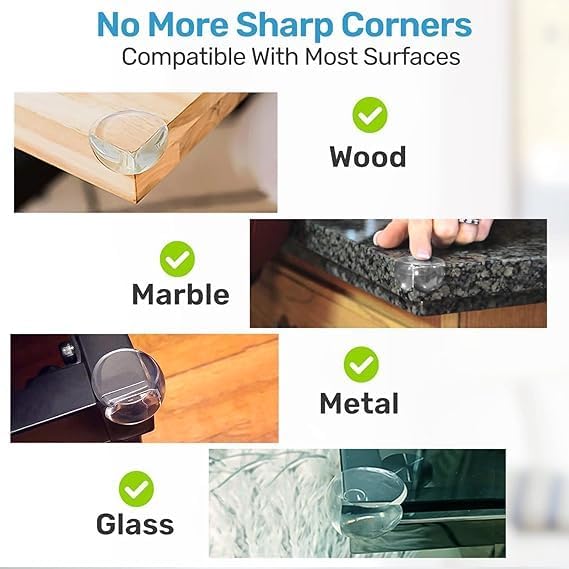 BABY PROOF ME Table Corner Protectors for Baby, Clear Furniture Corner Guards & Edge Safety Bumpers, Round Baby Proof Bumper, Table Edges & Sharp Corners Baby Proofing (24 Pack)