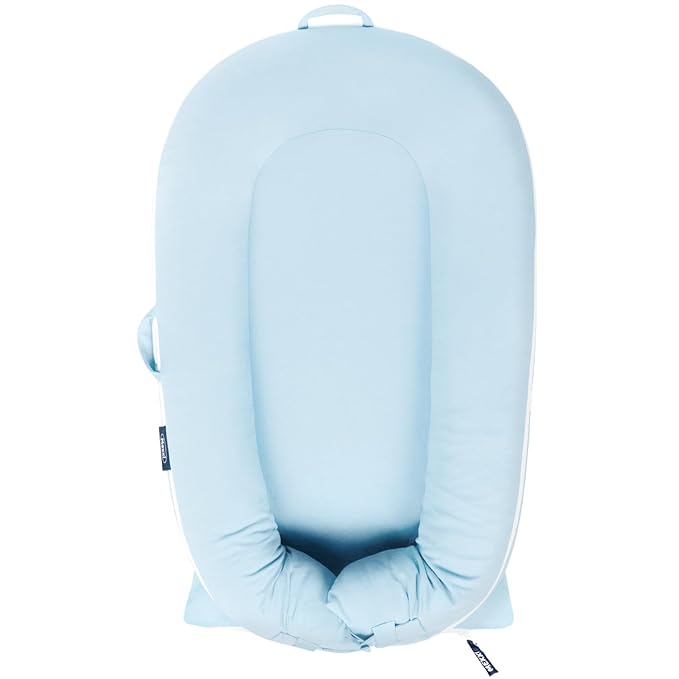 Organic Cotton Baby Spare Cover for Dock-a-tot Deluxe+ Docks | Hypoallergenic Newborn Nest Cover| (Cover Only) (Baby Blue)