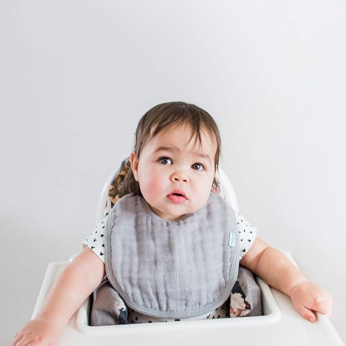 Green Sprouts Absorbent Organic Cotton Muslin Bibs, 0-12mo Hypoallergenic, STANDARD 100 by OEKO-TEX Certified, Tested for Hormones