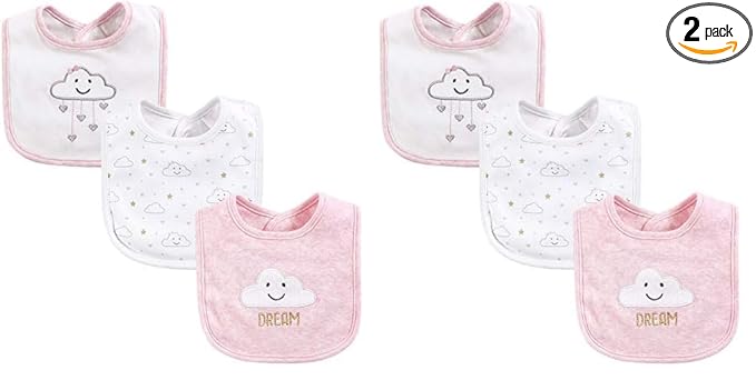 Hudson Baby Unisex Baby Cotton Bibs, Pink Cloud, One Size (Pack of 2)