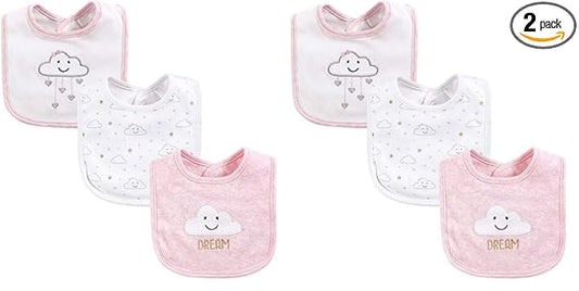 Hudson Baby Unisex Baby Cotton Bibs, Pink Cloud, One Size (Pack of 2)
