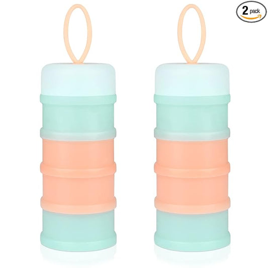 Accmor 2 Pack Baby Formula Dispenser On The Go, Stackable Formula Dispenser Formula Container to Go, Non-Spill Portable Milk Powder Kids Snack Storage Container, BPA Free