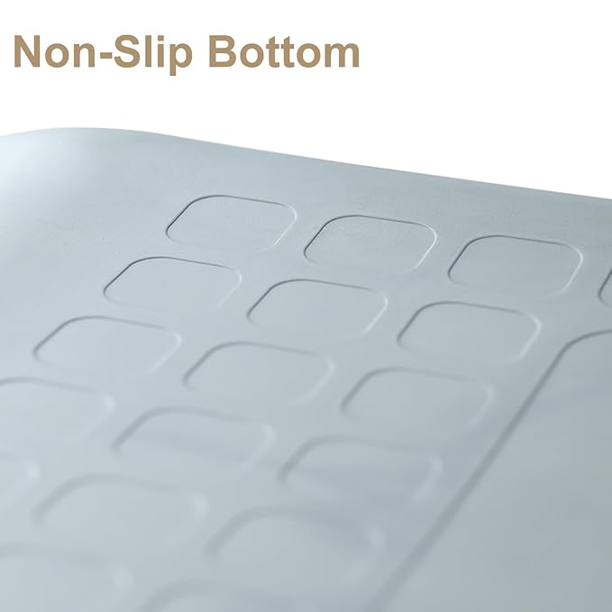 Wipeable Waterproof Baby Changing Pad, Large PU Diaper Pad for Changing Table and Dresser, Easy-Clean with Adjustable Buckle, No-Slip Bottom (Grey)