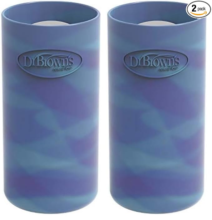 Dr. Brown's Options+ Narrow Glass Bottle Sleeve, 100% Silicone, Glow-in-The-Dark, BPA-Free, 8 oz, 2-Pack