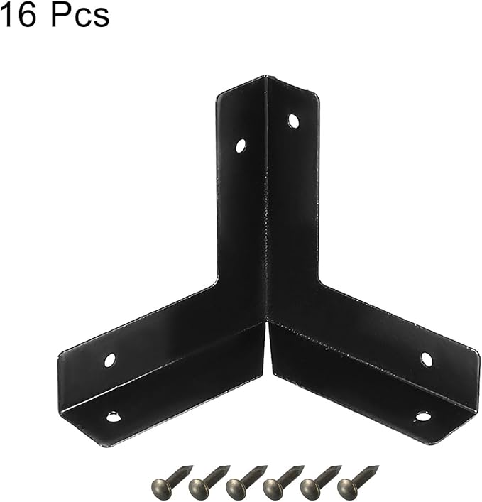 uxcell Metal Box Corner Protectors Edge Guard Protectors 33 x 33 x 33mm Black 16pcs
