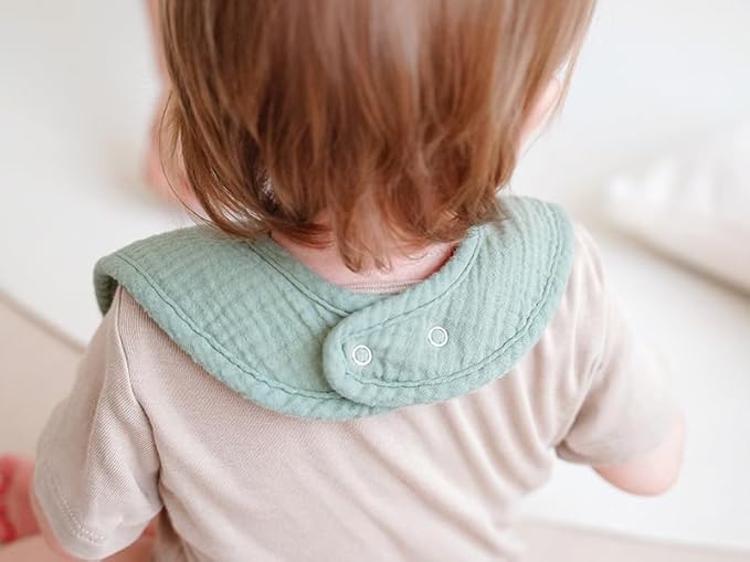 MairMore 8-Pack Baby Muslin Bibs, Soft Cotton Drool Bibs for Boys Girls, Adjustable and Absorbent Newborn Bib Set for Feeding and Drooling