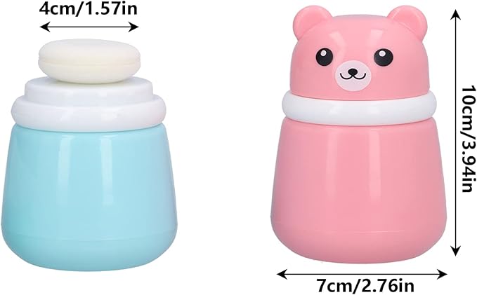 Body Powder Container, Fine Powder Cartoon Bear Powder Puff Box 2 Pcs No Irritation Durable for Adult for Travel for Children for Home(Bear Puff Empty Box)