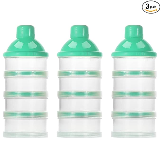 Accmor Formula Dispenser On The Go, 4 Compartments Stackable Formula Container for Travel, Baby Milk Powder Kids Snack Container, BPA Free ﻿