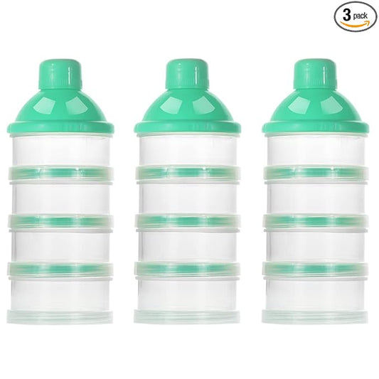 Accmor Formula Dispenser On The Go, 4 Compartments Stackable Formula Container for Travel, Baby Milk Powder Kids Snack Container, BPA Free ﻿