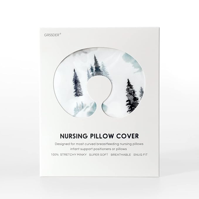 GRSSDER Nursing Pillow Cover Stretchy Minky Removable Nursing Covers for Breastfeeding Pillows, Ultra Soft Comfortable Slipcover for Boys, Wild Forest Pattern