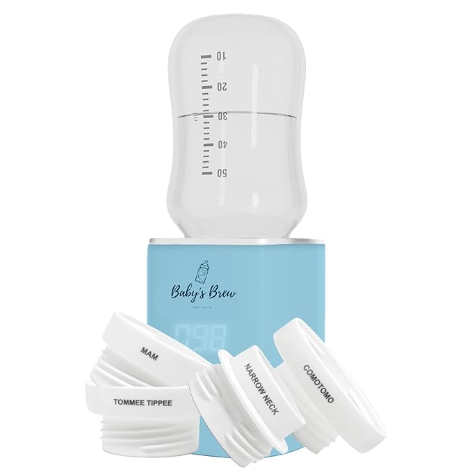 Baby's Brew Portable Bottle Warmer with Adapter Set – Cordless Baby Bottle Warmer for Breastmilk & Formula, Rechargeable, Leak-Proof, Travel-Friendly Milk Warmer, Blue