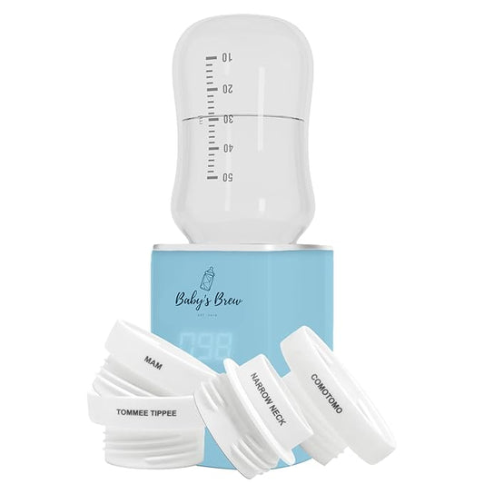 Baby's Brew Portable Bottle Warmer with Adapter Set – Cordless Baby Bottle Warmer for Breastmilk & Formula, Rechargeable, Leak-Proof, Travel-Friendly Milk Warmer, Blue