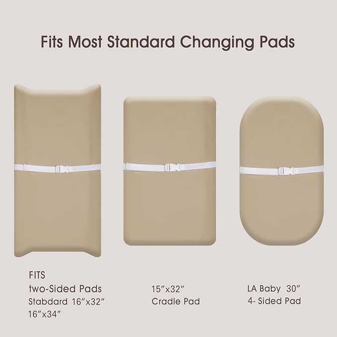 PHF Baby Changing Pad Covers for Boys Girls, 2 Pack Ultra Soft Breathable Microfiber Changing Pad Table Sheets for Most Baby Changing Pads, White & Khaki