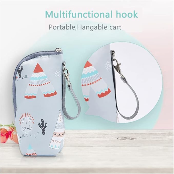 Kisangel Infant Bottle Warmer - Portable Milk Bottle Bag, Insulated, Keeps Warm, Carrying Sleeve Pouch for Newborn Toddler Baby Bottles