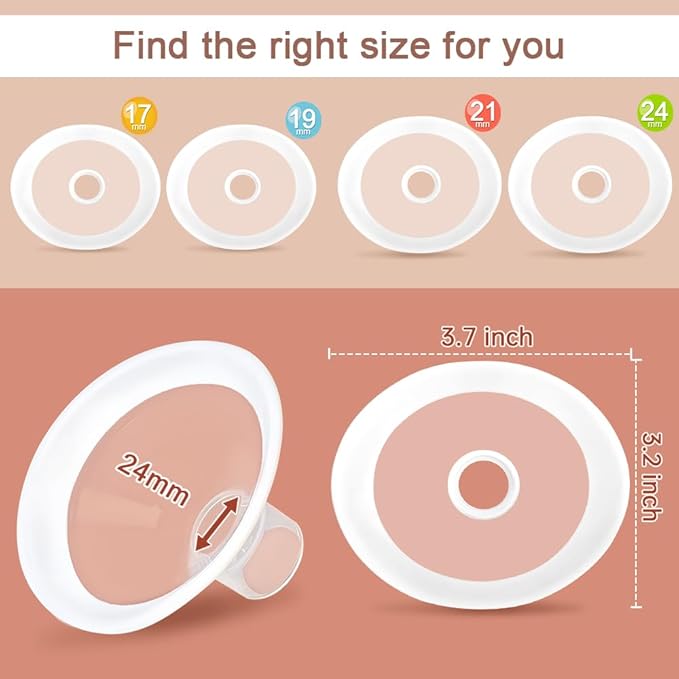 PumpMom-us 24mm Oval Flange Breast Shields Compatible with Medela Breast Pump Parts, Replace Flange for Pump in Style Parts Symphony Parts Swing Maxi Harmony and Personalfit Flex