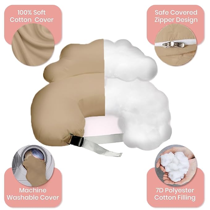 PILLANI Nursing Pillow, Breastfeeding Pillows for Enhanced Safety & Comfort for Mom & Baby, Removable Cotton Cover, Adjustable Waist Strap, Breastfeeding Essentials, Baby Registry Search