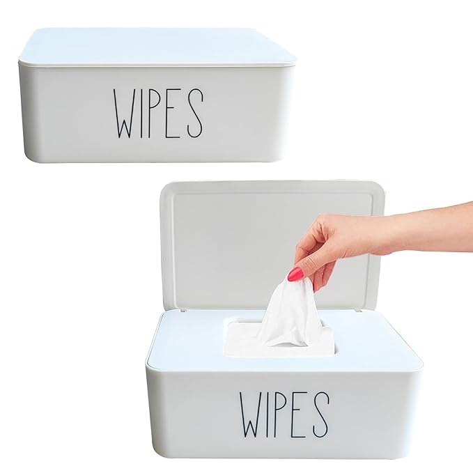 Moorfowl 2 Pack Baby Wipes Dispenser for Bathroom,7.28" L * 4.80" W * 2.75" H, Flushable Wipes Holder Container Sleek Funny Nursery and Baby Registry Essential