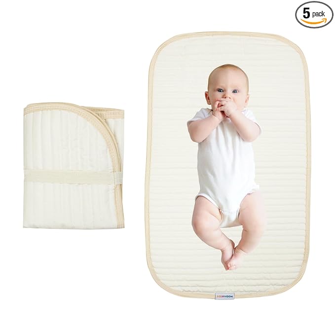 Portable Diaper Changing Pad-Quilted Thicker Waterproof Changing Pad-Change Pad Liner Bed Pad Play Mat-Travel Diaper Changing Pad (Flat)
