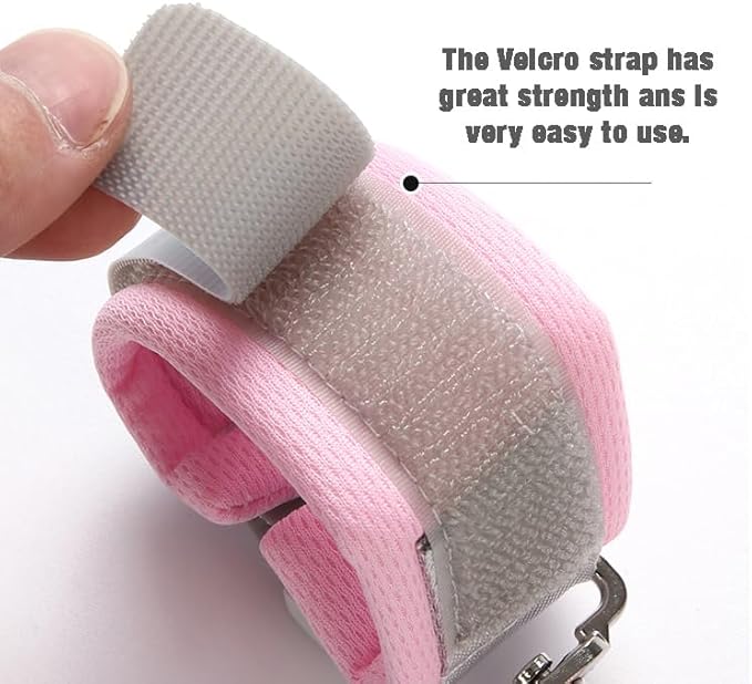 PandaEar Toddler Leash Harness and Anti Lost Wrist Link, 3 in 1 Kids Safety Harnesses with Leash, Child Anti-Lost Leash Walking Wristband Assistant Strap Belt for Baby Girls -Pink