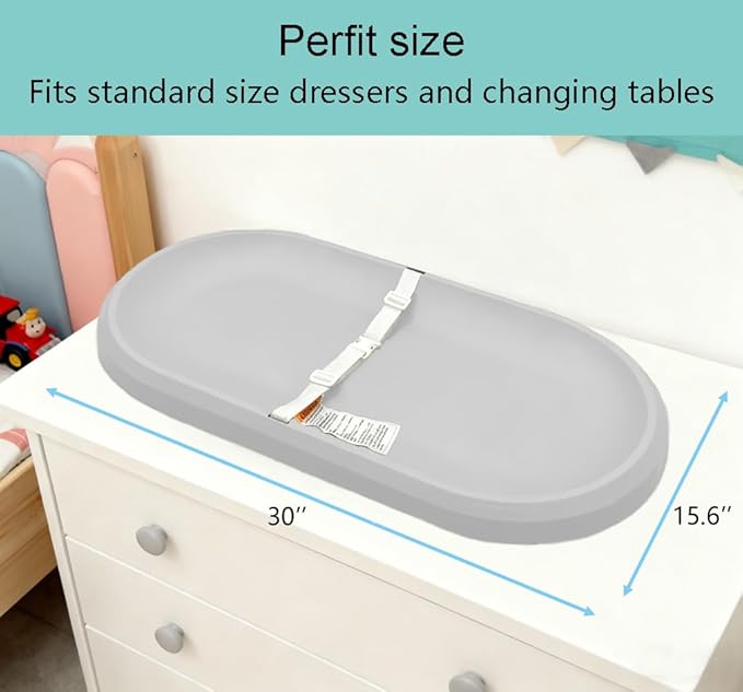 Baby Changing Pad - Lightweight Wipeable Foam Changing Pad, Comfortable and Waterproof, Fits All Changing Table, 30"x 15.6", Gray