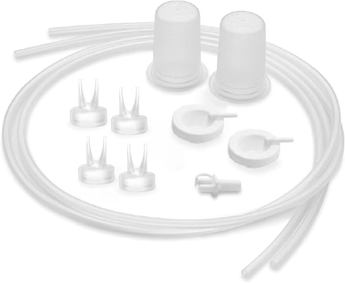 Ameda Spare Parts Kit for Breast Pump Includes: (4) Valves, (2) Silicone Tubing, (2) Silicone Diaphragms, (2) Adapter Caps, (1) Tubing Adapter, Compatible with Ameda Breast Pumps, BPA Free DEHP Free