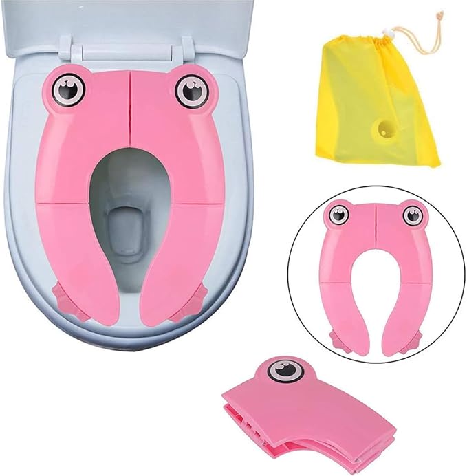 Reusable Portable Kids Potty Training Toilet Seat with Soft Cushion - Toddler Toilet Chair Attachment for Travel, Adjustable Potty Seat - Perfect for Toddlers (Pink)