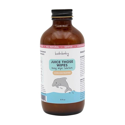 Juice Those Wipes - Make Baby Wipes with All Natural Concentrate Solution to Use with Cloth or Disposables - Makes 2+ Gallons No-Rinse Formula Gentle on Baby's Bottom – Use at Home or Travel - Glass