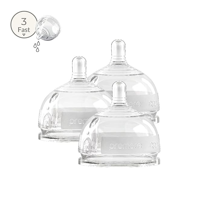 Breast-Mimic Anti-Colic & Air-Free Vent Extra Nipple Set- Fast Flow (4-9 Months / 3 Holes) / 3-Pack