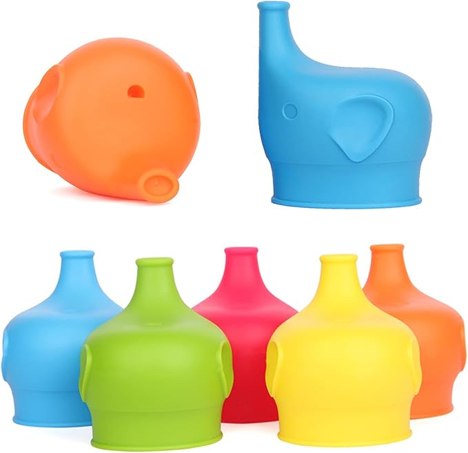 5 Pack Silicone Sippy Cup Lids, Soft Spout Sippy Cups, Reusable Silicone Lids for Cups