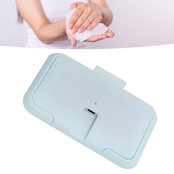 Portable Baby Wipe Warmer, Travel Wipe Warmer and Baby Wet Wipes Dispenser Wipes Warmer for Newborn Baby USB Wet Wipe Heater Constant Temperature Wipes Warmer for Household Car (Blue)