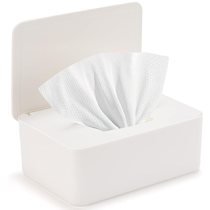 Baby Wipes Dispenser, Wipe Holder for Baby & Adult,Keeps Wet Tissue Fresh, Non-Slip Wipes Case, Flushable Wipe Container with Sealing Design Lid