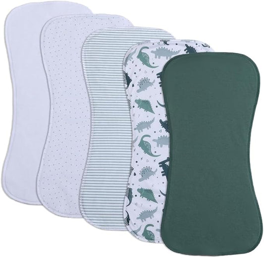 Baby Burp Cloths, Soft Absorbent Towel, Unisex, Easy to Use, 5 Pack (Green)