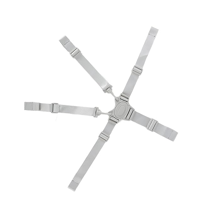 High Chair Straps, Adjustable 5 Point Harness Seat Belt Safety Strap Belt with Buckle Replace 5 Point Harness Straps for Stroller High Chair Stroller Pushchair (Gray Button 5 Point Strap)