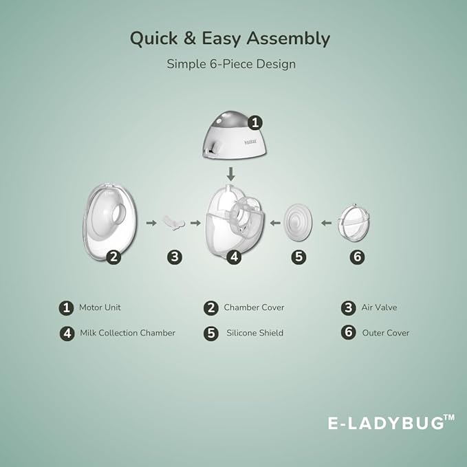 haakaa E-Ladybug Wearable Electric Breast Pump – Ultra-Slim Hands-Free Pump, 3 Modes & 12 Suction Levels, Micro-Vibration Technology, Leakproof 180ml Cup, Quiet in-Bra Design 2-Pack